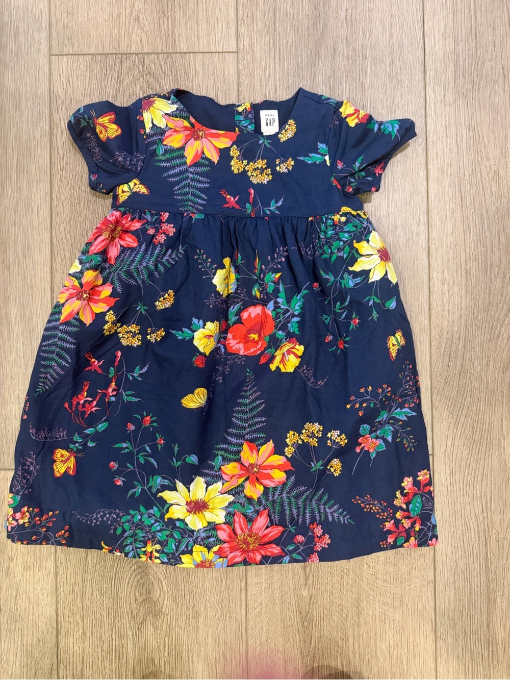 GAP Navy Floral Short Sleeve Dress with Bright Blooms